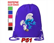 Torby szkolne - WOREK SZKOLNY NA WF BUTY SPORTOWY DLA DZIECKA SMERFY 5 WZORÓW + IMIĘ - miniaturka - grafika 1