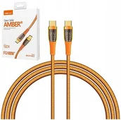 Kable USB - KABEL USB-C TYP C PRZEWÓD 100W SZYBKI MOCNY OPLOT 1,5M RECCI POMARAŃCZOWY - miniaturka - grafika 1