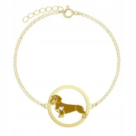 Bransoletki - Bransoletka Złota Jamnik Szorstkowłosy 925 Prezent Kobieta Biżuteria GRAWER - miniaturka - grafika 1