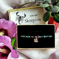 Bransoletki - SKORPION Bransoletka Znak Zodiaku Koniczynka Kamienie Naturalne /GiovanniDivine - miniaturka - grafika 1