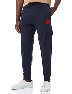 HUGO Dwellrom Relaxed-Fit męskie spodnie do biegania z czerwonym logo, Dark Blue405, L - Spodenki męskie - miniaturka - grafika 1