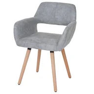 Krzesła - Krzesło do jadalni HWC-A50 II, krzesło kuchenne, design retro 50s ~ tekstylia, beton vintage szary, jasne nogi - miniaturka - grafika 1