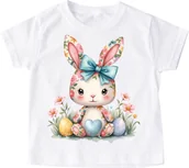 Koszulki dla dziewczynek - Koszulka z zajączkiem, koszulka z królikiem - miniaturka - grafika 1