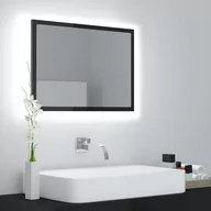 Lustra - vidaXL Lustro łazienkowe z LED, szare na wysoki połysk, 60x8,5x37 cm - miniaturka - grafika 1