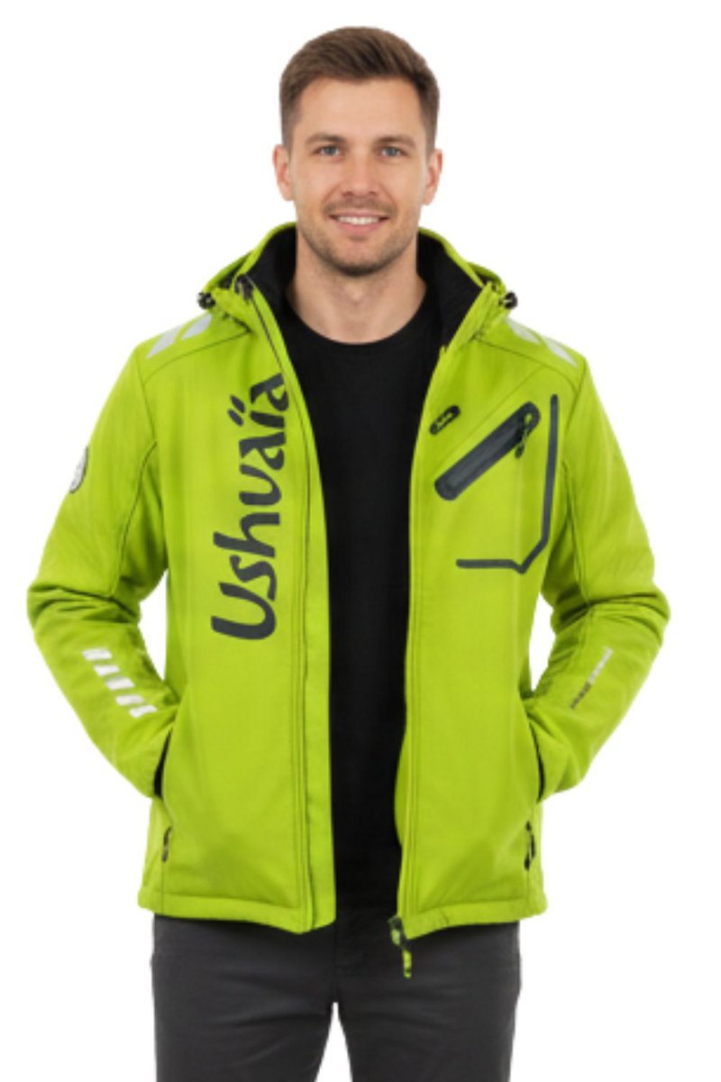 Kurtka męska Ushuaia Ronald z polarem softshell jasno zielony-M