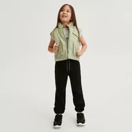 Spodnie i spodenki dla dziewczynek - Reserved - Spodnie dresowe jogger - Czarny - miniaturka - grafika 1