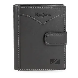 Pepe Jeans Pionowy portfel z zapięciem na kliknięcie szary 8,5x10,5x1 cm Skóra by Joumma Bags, Szary, Talla única, Pionowy portfel na zatrzask - Portfele - miniaturka - grafika 1