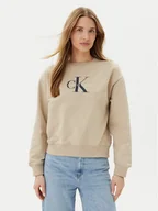 Bluzy damskie - Calvin Klein Jeans Bluza LV047B234G Beżowy Relaxed Fit - miniaturka - grafika 1