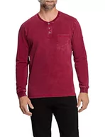 Koszulki męskie - Pioneer Henley męska koszulka polo, Red Washed 4860, L - miniaturka - grafika 1