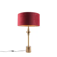 Lampy stojące - QAZQA Lampa stołowa art deco brąz klosz welurowy czerwony 50cm - Diverso - miniaturka - grafika 1