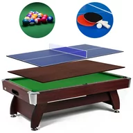 Stoły bilardowe i akcesoria - Stół bilardowy spływowy Vip Extra 7 ft wiśnia zielony z nakładką ping-pong blat - miniaturka - grafika 1
