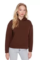 Bluzy damskie - Trendyol Damska bluza z kapturem, zwykła, brązowa, XL, Brązowy - miniaturka - grafika 1