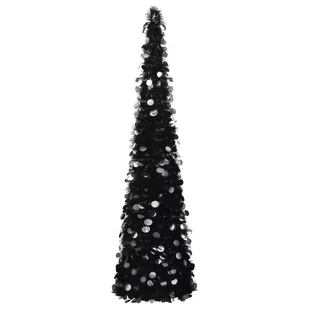 vidaXL Składana, sztuczna choinka, czarna, 150 cm, PET - Choinki - miniaturka - grafika 1