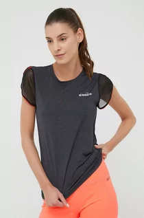 Koszulki i topy damskie - Diadora Diadora t-shirt do biegania Be One kolor szary - grafika 1
