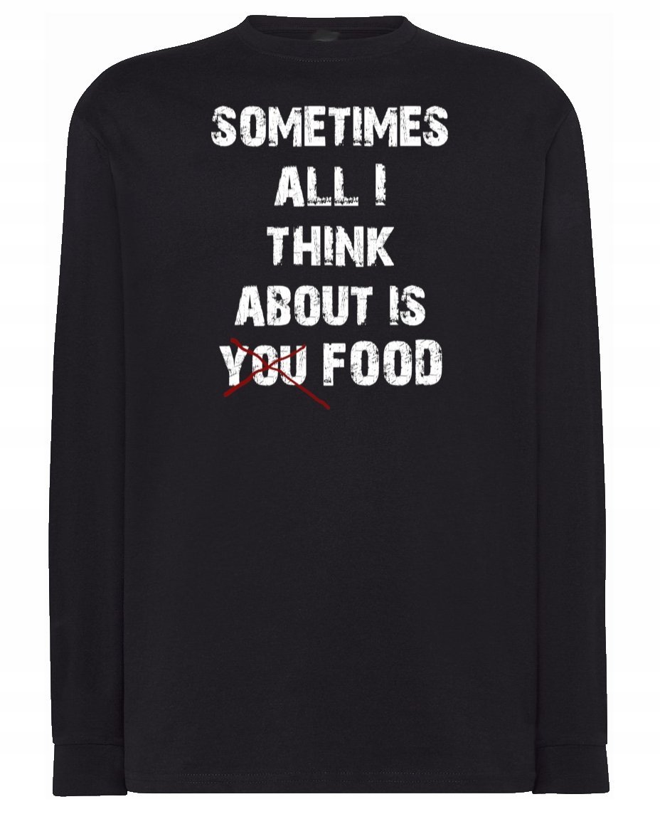 Longsleeve zabawny nadruk napis JEDZENIE r.L