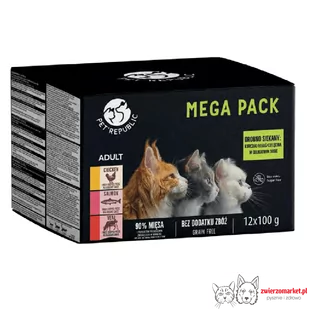 PETREPUBLIC Multipack kurczak, łosoś, cielęcina, saszetki 12x100g - Mokra karma dla kotów - miniaturka - grafika 1