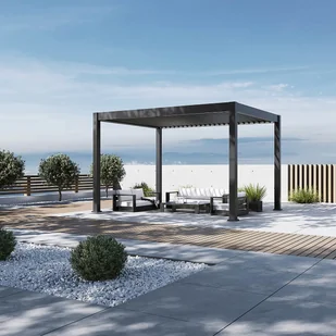 Pergola elektryczna tarasowa DELUXE PRO AUTOMATIC 3x4 z oświetleniem LED, Anthracite - Gutroof - Kratki i pergole - miniaturka - grafika 1
