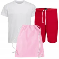 Plecaki worki - ZESTAW Koszulka Spodenki Workoplecak Czerwono-Różowy na WF - 116cm - miniaturka - grafika 1