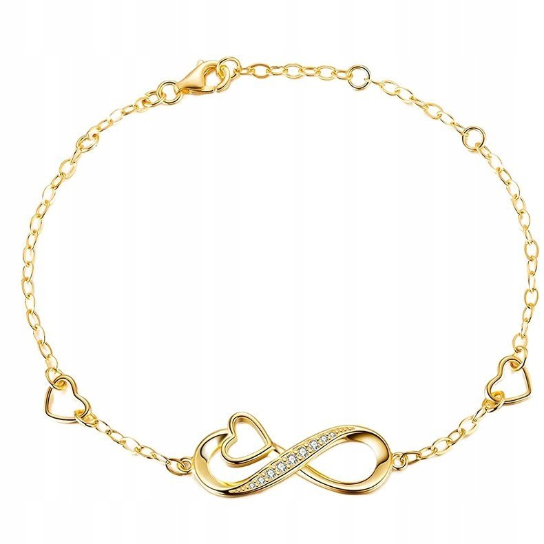BRANSOLETKA ZŁOTA NIESKOŃCZONOŚĆ SERCE STAL SZLACHETNA 316L 17,5 CM