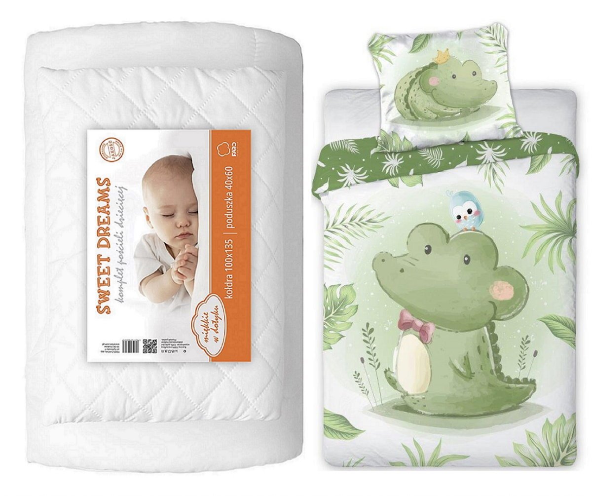 Komplet do łóżeczka kołdra pościel podusia 100x135 krokodyl