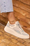 Półbuty damskie - Niebieskie sneakersy damskie na platformie buty sportowe sznurowane Casu M24X1-BL-NO - miniaturka - grafika 1