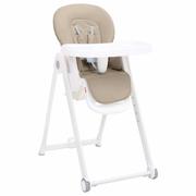 Krzesełka do karmienia - shumee Wysokie krzesełko dla dziecka beżowe aluminiowe - miniaturka - grafika 1