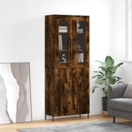 Witryny - vidaXL Witrynka przydymiony dąb 69,5x34x180 cm materiał drewnopochodny - miniaturka - grafika 1