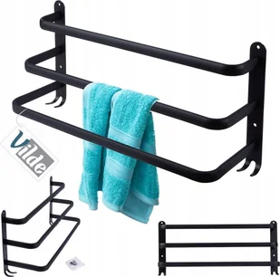Vilde Wieszak na ręczniki aluminiowy czarny 50 cm - Wieszaki łazienkowe - miniaturka - grafika 1