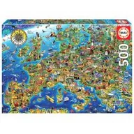 Puzzle - Educa Borras 17962 500 zwariowana mapa Europy Puzzle, wielokolorowa - miniaturka - grafika 1