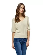 Swetry damskie - Desires Damski sweter z krótkim rękawem Geisha Rib, Ostryga szara, XS - miniaturka - grafika 1