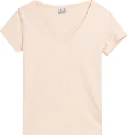 Bluzki damskie - Koszulka damska 4F F0941 kremowa 4FAW23TTSHF0941 12S-L - miniaturka - grafika 1