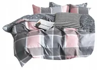 Pościel - POŚCIEL 160X200 BAWEŁNA SATYNOWA + 2 POSZEWKI 70X80 KOMPLET POŚCIELI KRATA - miniaturka - grafika 1