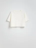 Moda i Uroda OUTLET - Reserved - T-shirt boxy - złamana biel - miniaturka - grafika 1
