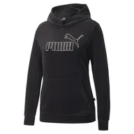 Bluzy damskie - Bluza z kapturem damska Puma ESS+ Velour czarna 67000801-S - miniaturka - grafika 1