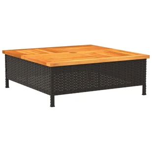 Stolik ogrodowy, czarny, 70x70x25 cm, rattan i drewno akacjowe Lumarko! - Stoły ogrodowe - miniaturka - grafika 8