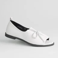 Półbuty damskie - Sandały damskie półbuty GOODIN GD-FL859 skóra eko białe lekkie wsuwane 36 - miniaturka - grafika 1