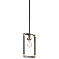 Lampy sufitowe - Elstead Lighting Industrialna LAMPA wisząca IMAHN KL/IMAHN/MP  KICHLER metalowa OPRAWA zwis mosiądz naturalny czarny - miniaturka - grafika 1