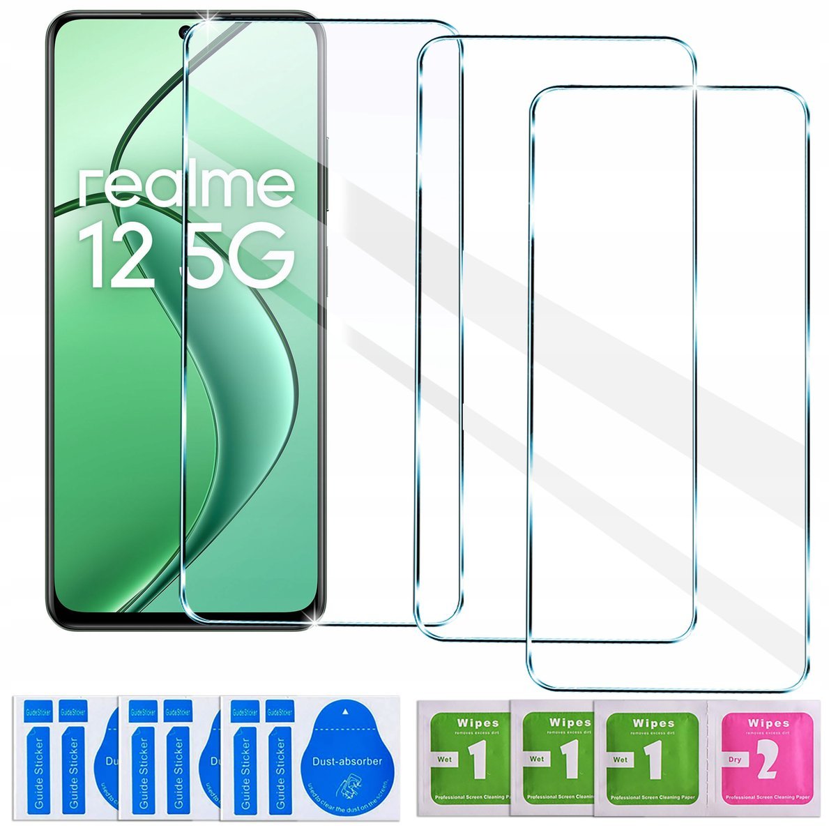 3x SZKŁO HARTOWANE do Realme 12 5G SZYBKA 9Hzestaw 3 sztuk