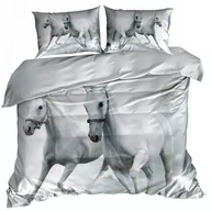 Pościel - Pościel 3D bawełna satyna 140x200cm BIAŁE KONIE - miniaturka - grafika 1