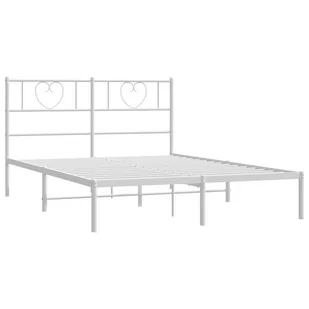Metalowa rama łóżka z wezgłowiem, biała, 150x200 cm Lumarko! - Łóżka - miniaturka - grafika 4