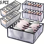 Inne - TEMU 5 szt. Składane Organizery do Szuflad z Siatki na Bieliznę, Skarpetki i Krawaty - Wielorozmiarowe Torby do Przechowywania z Czarnymi Ramkami, - miniaturka - grafika 1