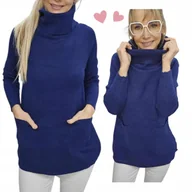 Swetry damskie - SWETER DAMSKI GOLF na co dzień jak jedwab kieszonki tunika 40 42 L XL - miniaturka - grafika 1