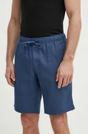 Spodenki męskie - Tommy Hilfiger szorty lniane kolor granatowy MW0MW34498 - miniaturka - grafika 1