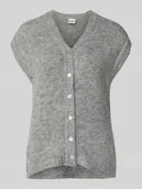 Swetry damskie - Kamizelka z dzianiny z dekoltem w serek model ‘BELABLUE’ - miniaturka - grafika 1