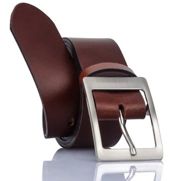Pasek Męski Skórzany Brązowy 115 cm Szeroki Duża Klamra Pudełko Gracio