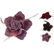 Ozdoby bożonarodzeniowe - Kwiat na klipsie dekorowany piórkami 10 cm mix - miniaturka - grafika 1