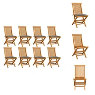 Fotele i krzesła ogrodowe - vidaXL Krzesła ogrodowe z szarymi poduszkami 8 szt. Lite drewno tekowe - Krzesła ogrodowe - miniaturka - grafika 1