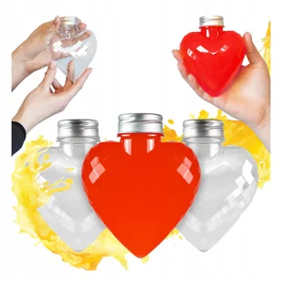 5x Butelki OZDOBNE SERCE 300ml Na Sok Wodę, Trunki Prezent Cukierki BUTELKA - Domowy wyrób alkoholu - miniaturka - grafika 1