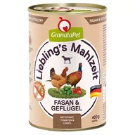 Mokra karma dla psów - GranataPet Liebling's Mahlzeit, 6 x 400 g - Bażant i drób ze szpinakiem, pomidorami i olejem lnianym - miniaturka - grafika 1