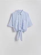 Moda i Uroda OUTLET - Reserved - Wiązana koszula z wiskozy - jasnoniebieski - miniaturka - grafika 1